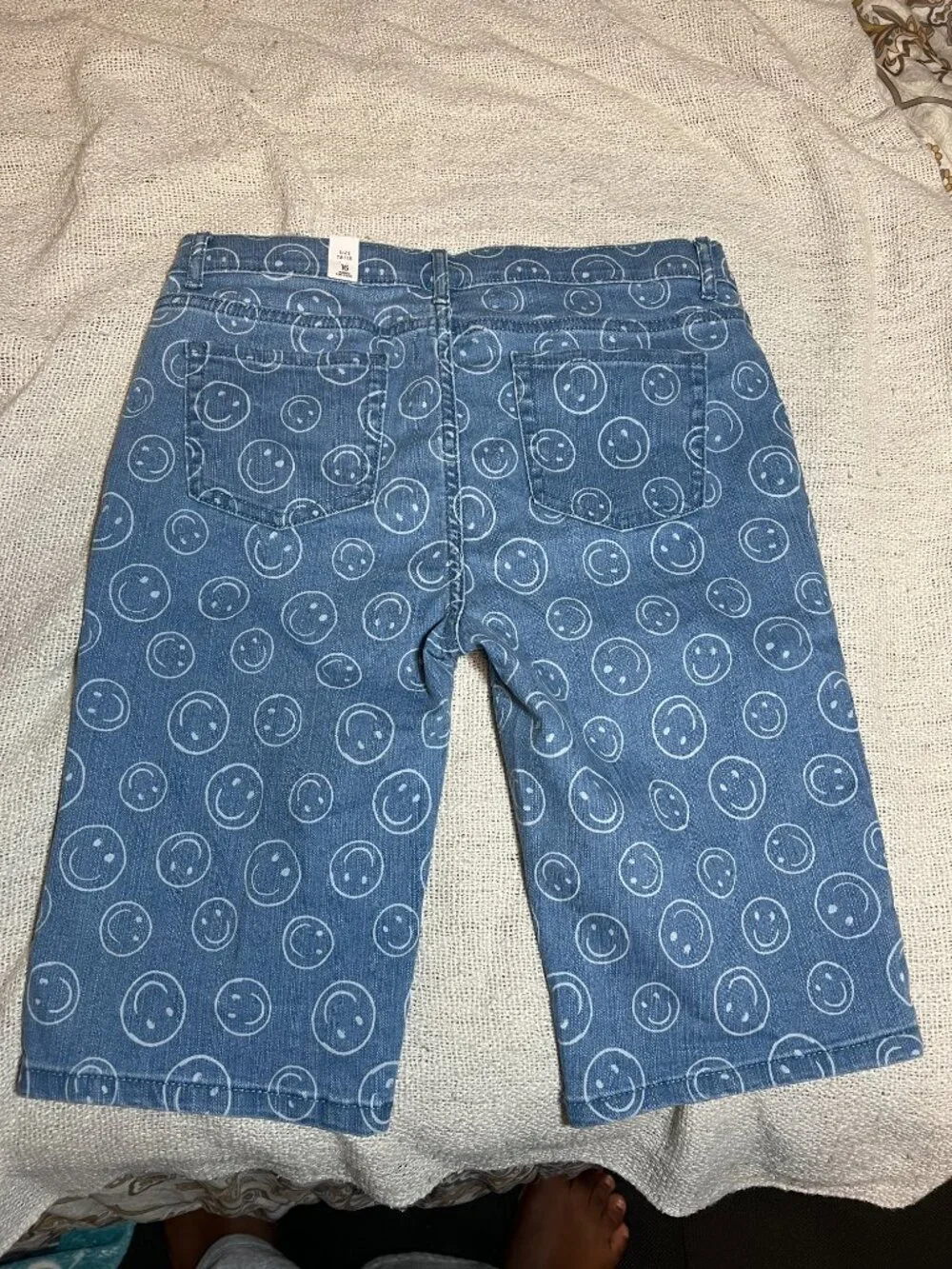 The Children's Place Girls Happy Face Print Denim Skimmer Shorts Size 16